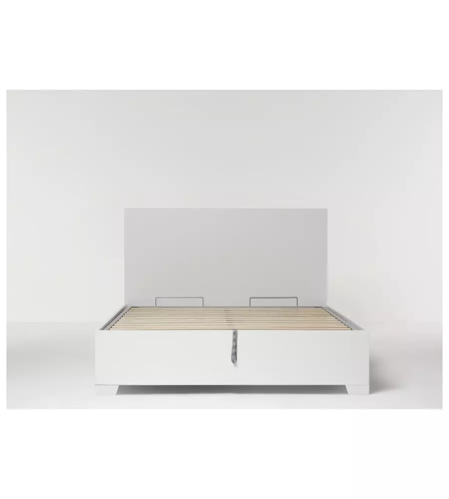 LETTO MATRIMONIALE CONTENITORE CON PIEDINI "HI BOX" BIANCO 160X190 CM